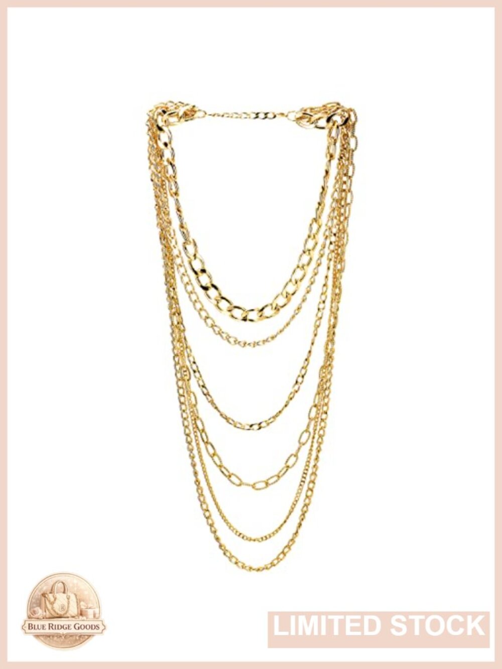 18K Gold-Plated Multi-Strand Curb Link Necklace 20.47" Lobster Clasp